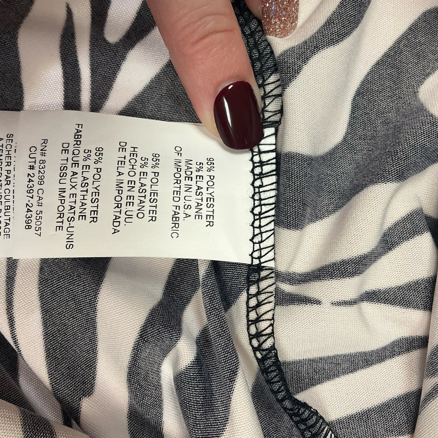 Tiana B. White/Black Zebra Dress Size Medium - information