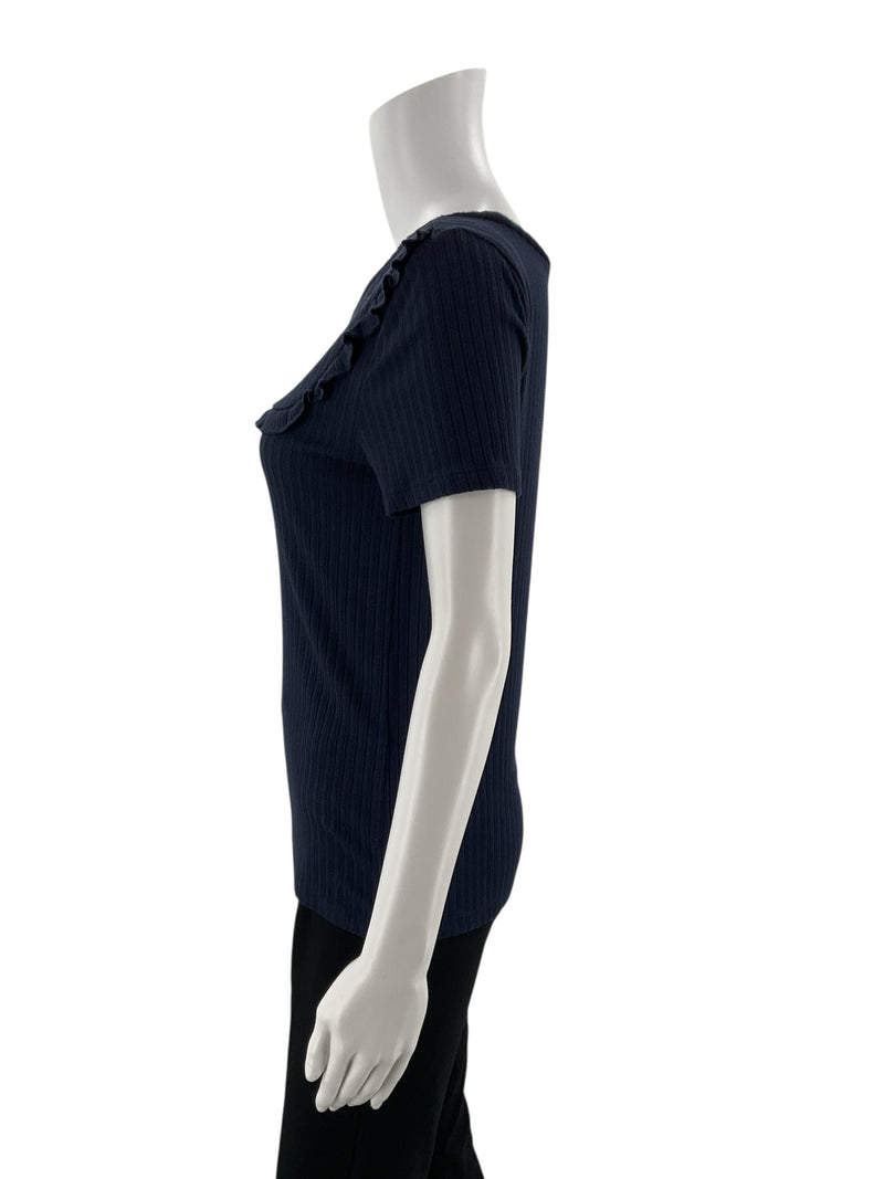 Loft Navy Ribbed Pre-Owned Ladies Top - Size Small