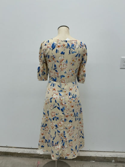 BCBGeneration Floral Puff Sleeve V-Neck Midi Dress Size 2 - ONLINE ONLY