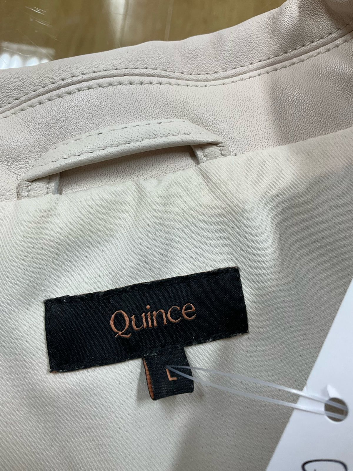 Quince Cropped Sheep Leather Jacket Birch White Womens Size Large