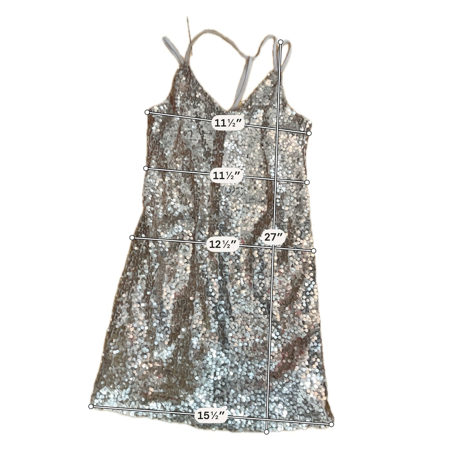Xhilaration Rose Gold Sequin V-Neck Spaghetti Strap Mini Dress XS