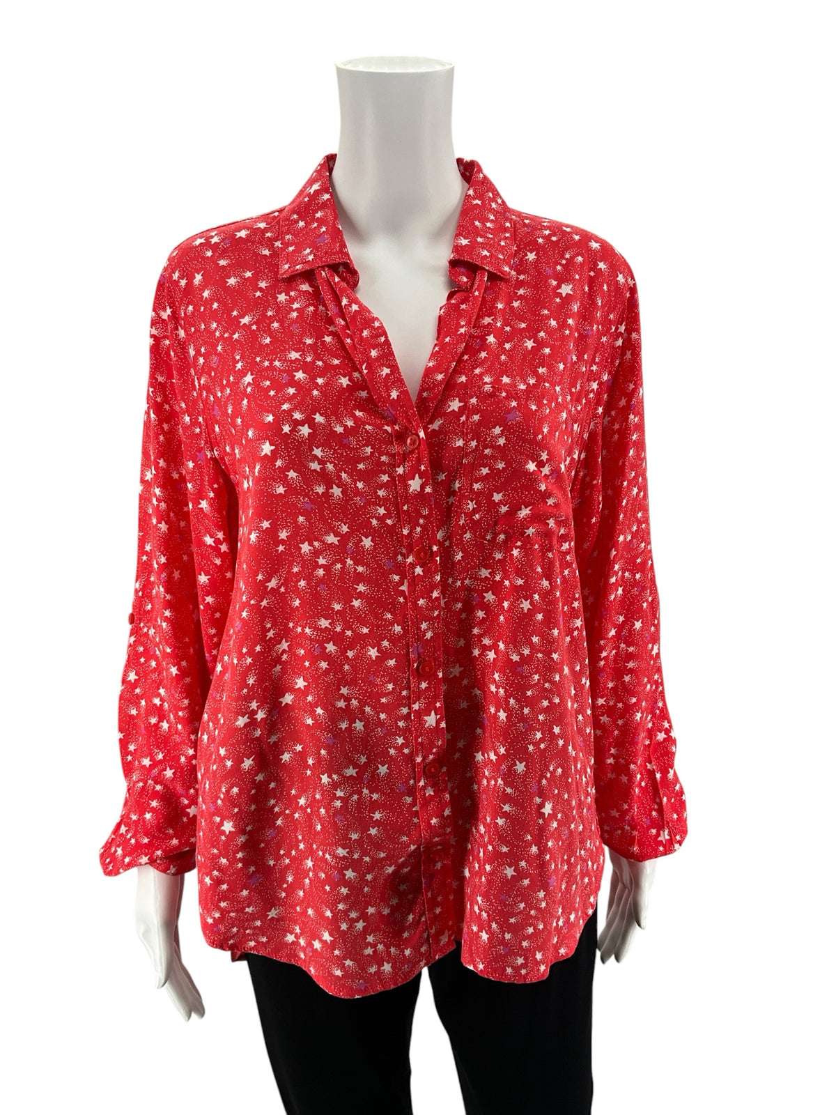 Velvet Heart Kallie Star Print Button-Down Top Coral Size Medium - ONLINE ONLY