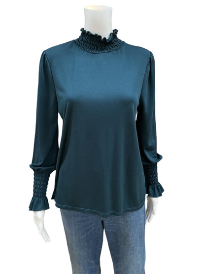 Ady P Size M Turquoise Solid Casual Top - Downstairs