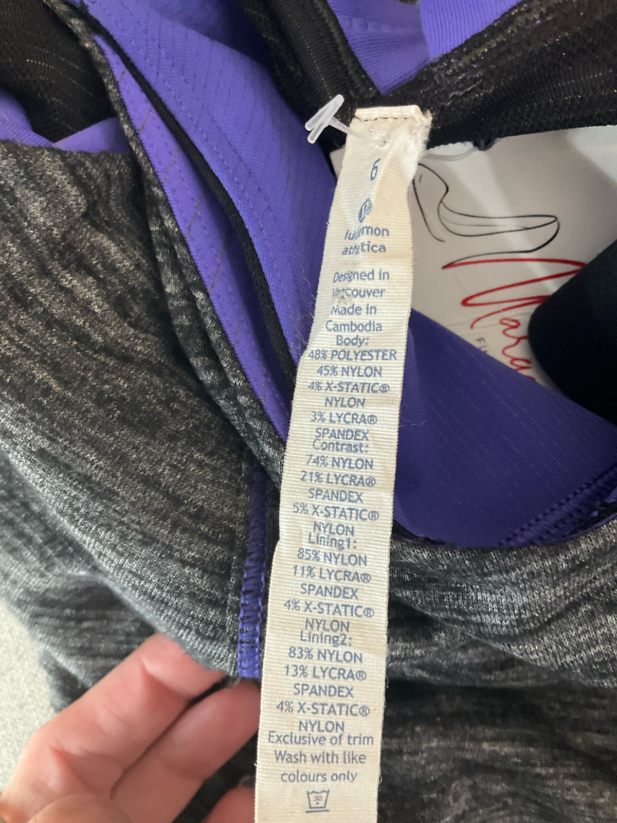 Lululemon Push Ur Limits Tank Heathered Gray Purple Strappy Top Size 6 - ONLINE ONLY