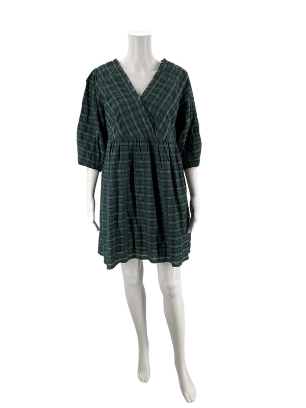 Madewell Green Plaid Pre-Owned Ladies Dress - Size Small