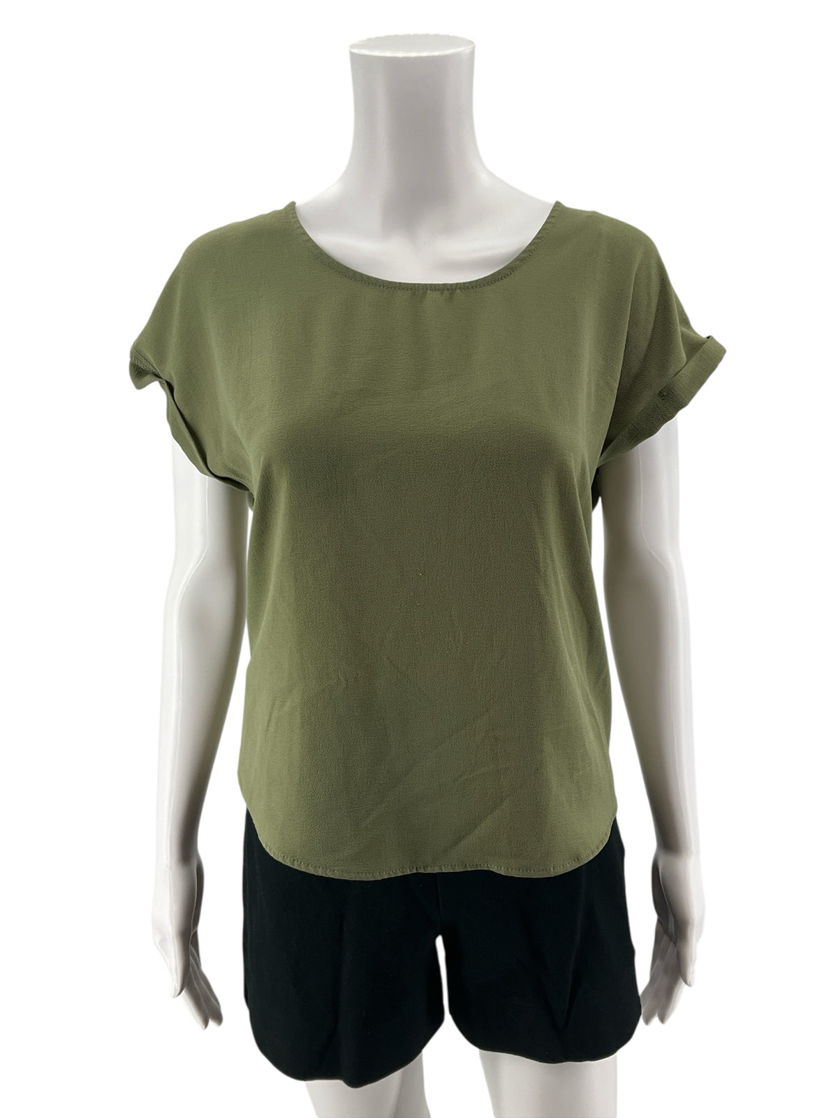 Olive + Oak Olive Green Crepe Cap Sleeve Blouse Top Size Small - ONLINE ONLY