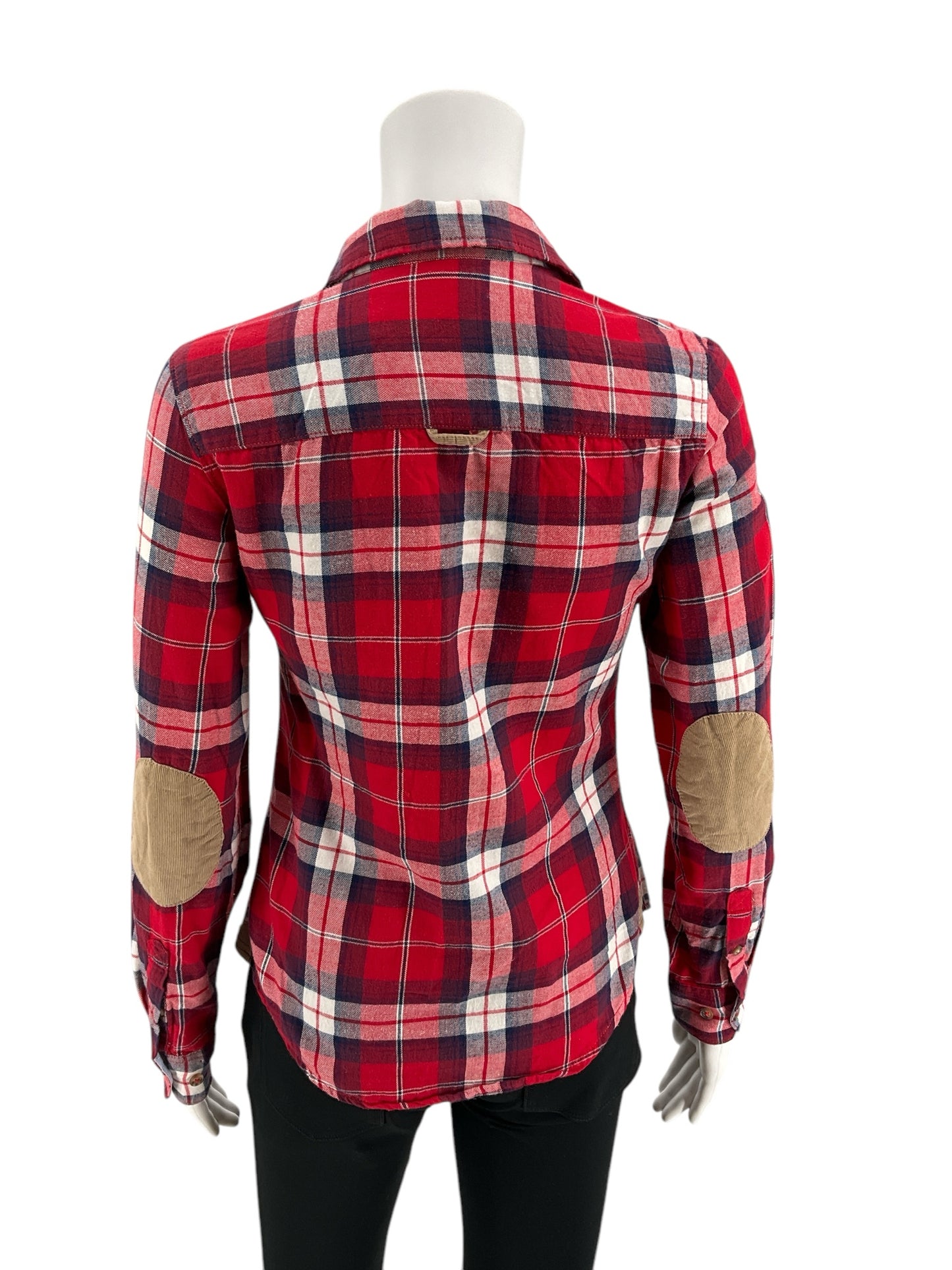 H&M Red/Navy Plaid Top Size 2 - rear view