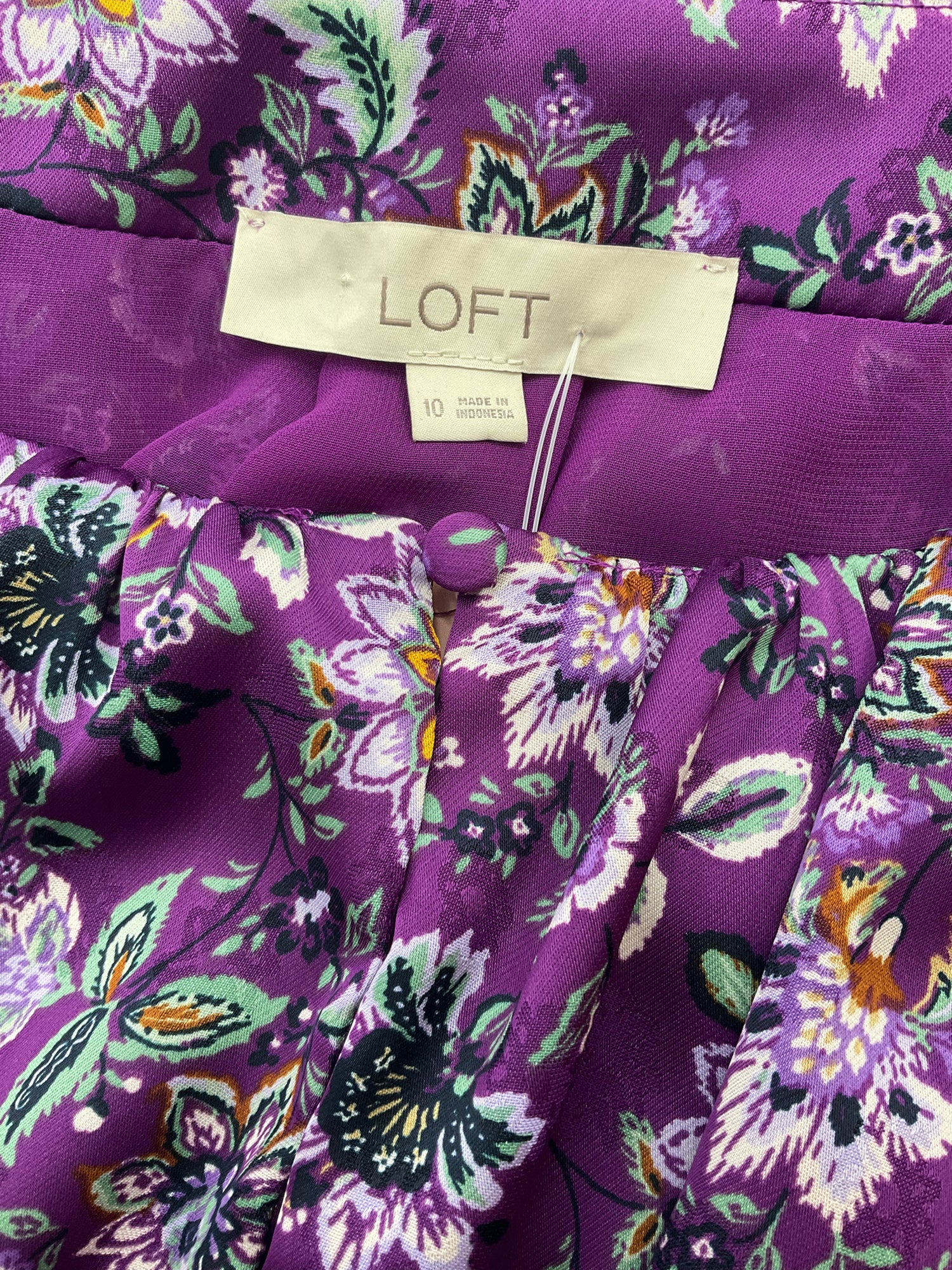 Loft Purple Floral Pre-Owned Ladies Top - Size 10