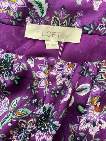 Loft Purple Floral Pre-Owned Ladies Top - Size 10