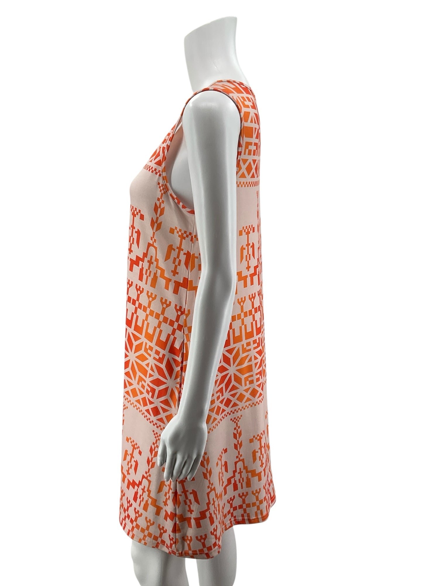 Simple Fun Women’s Size Small Tan Orange Geometric Sleeveless Dress- ONLINE ONLY
