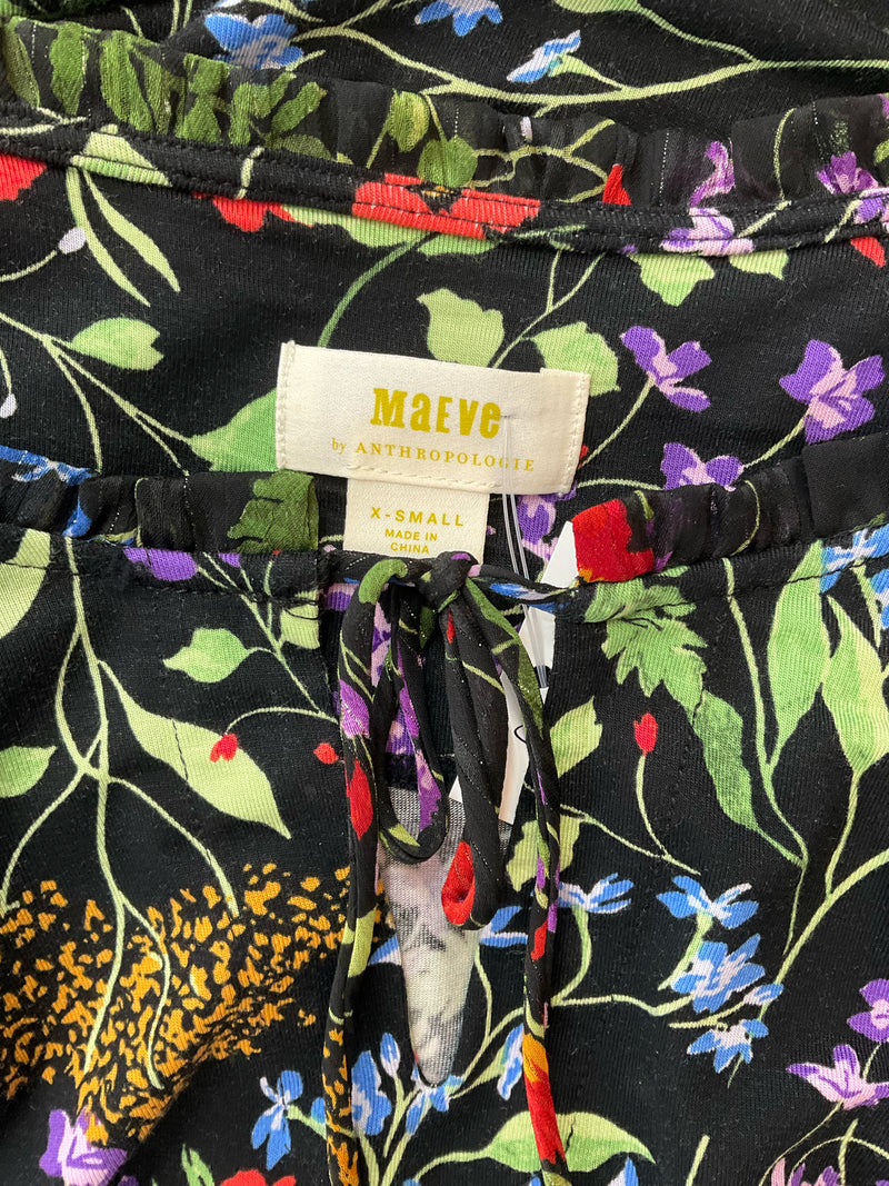 Maeve Black/Multi Floral Pre-Owned Ladies Top - Size XS