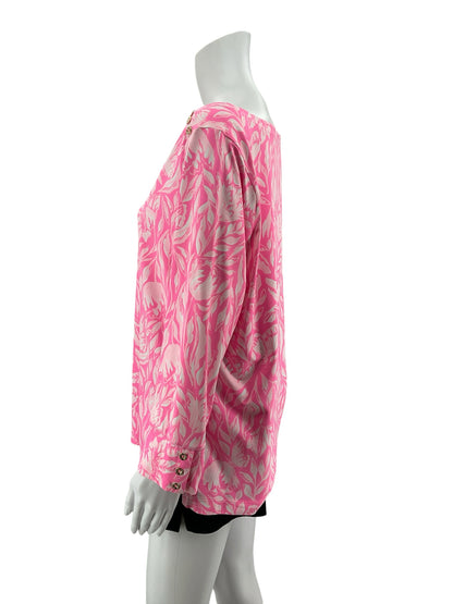 Lilly Pulitzer Chillylilly Marlina Tunic Top Pink White XL