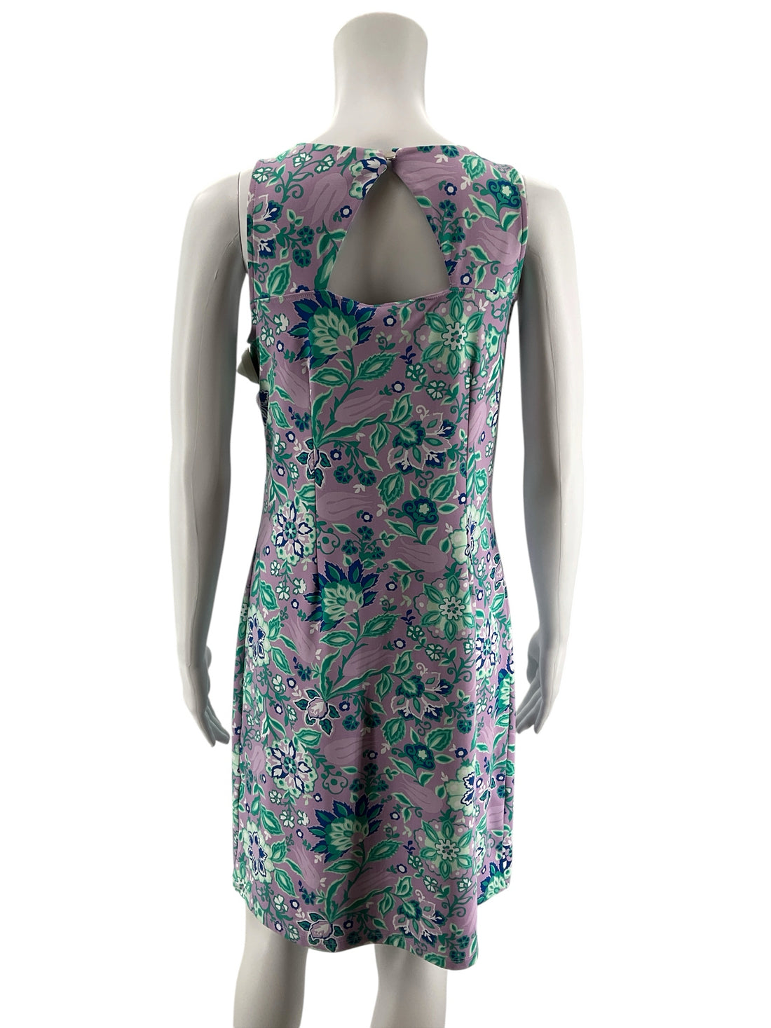 Talbots Petite Floral Keyhole Back Sheath Dress Lavender Green Size Small Petite