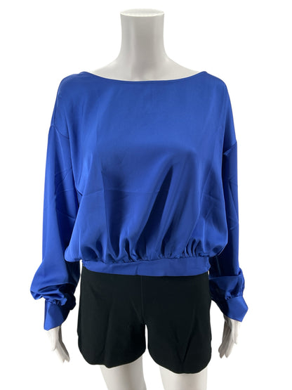 LOFT Royal Blue Bateau Neck Dolman Sleeve Blouson Top Size Large