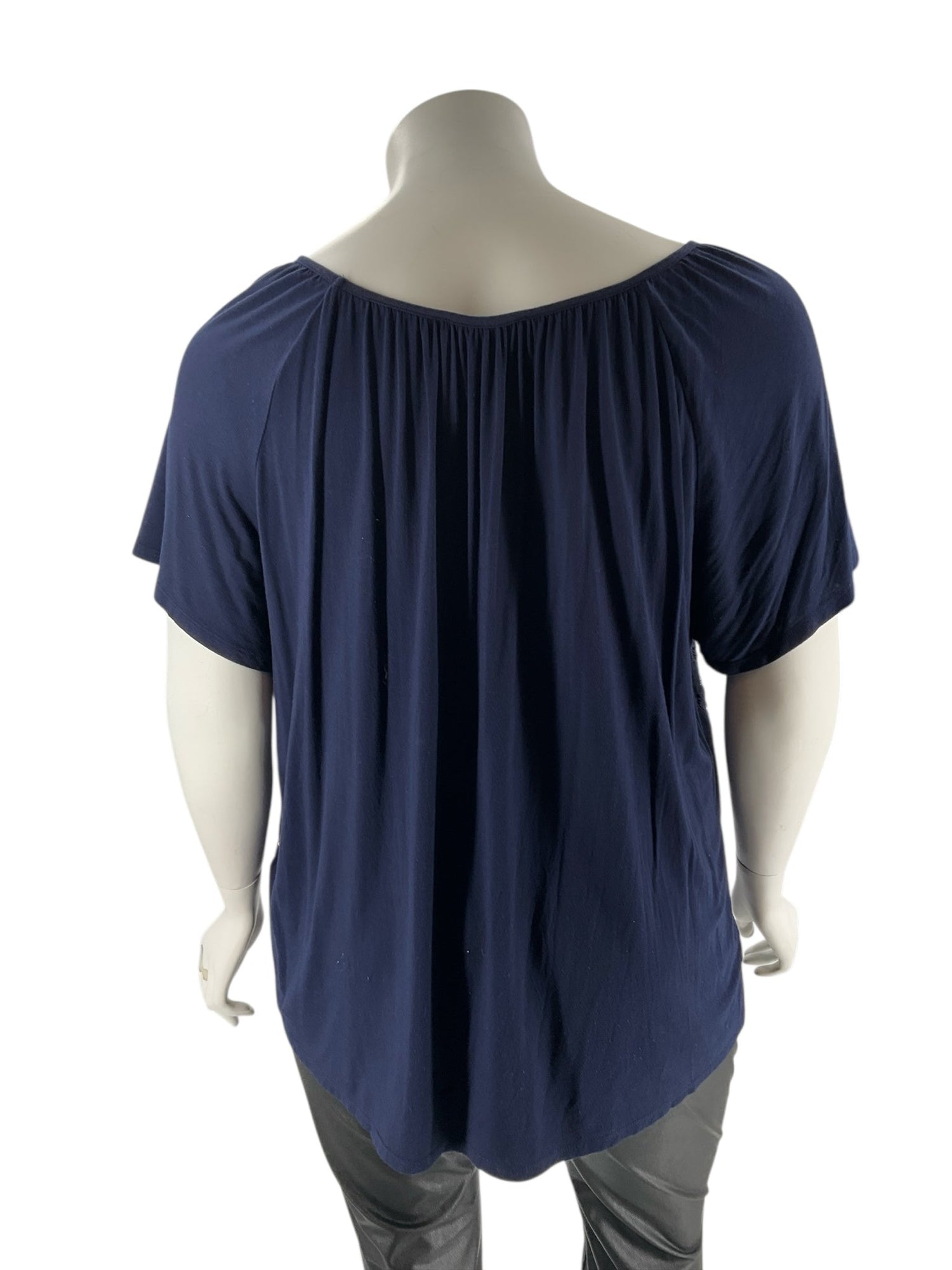 Cable &amp; Gauge Navy Lace Pre-Owned Ladies Casual Top -  Size 3X