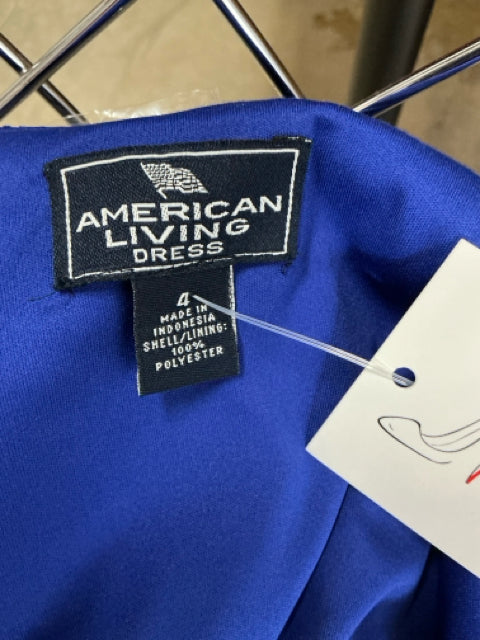 American Living Blue Lace Ruched Cocktail Sheath Dress Size 4