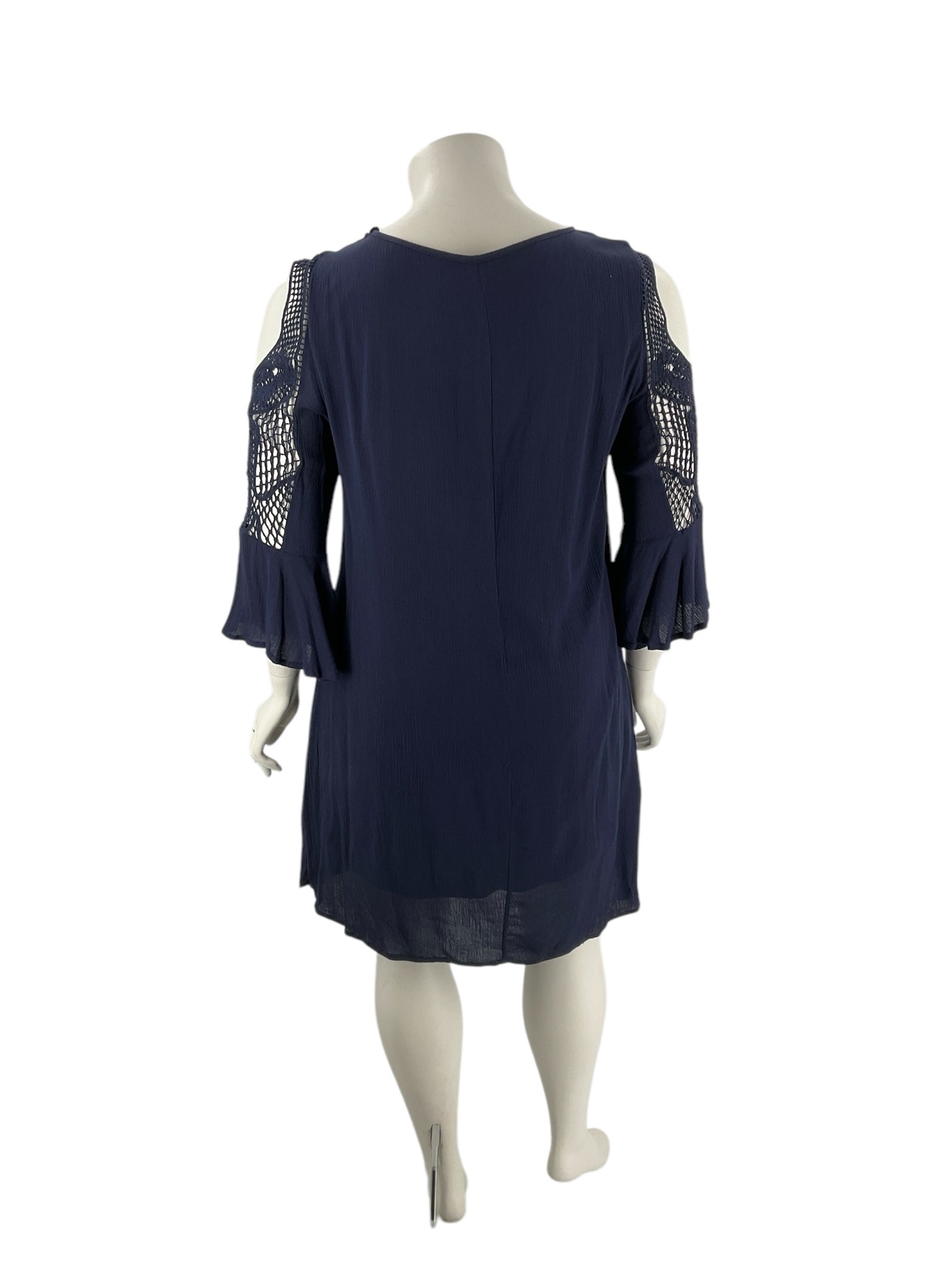 Nina Leonard Navy Crochet Dress Size XL  - rear