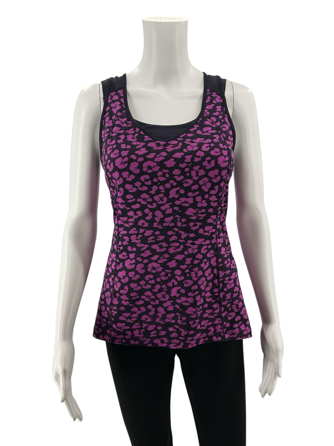 Lululemon All Sport Bra Tank Animal Swirl Print Black Fuchsia Size 6