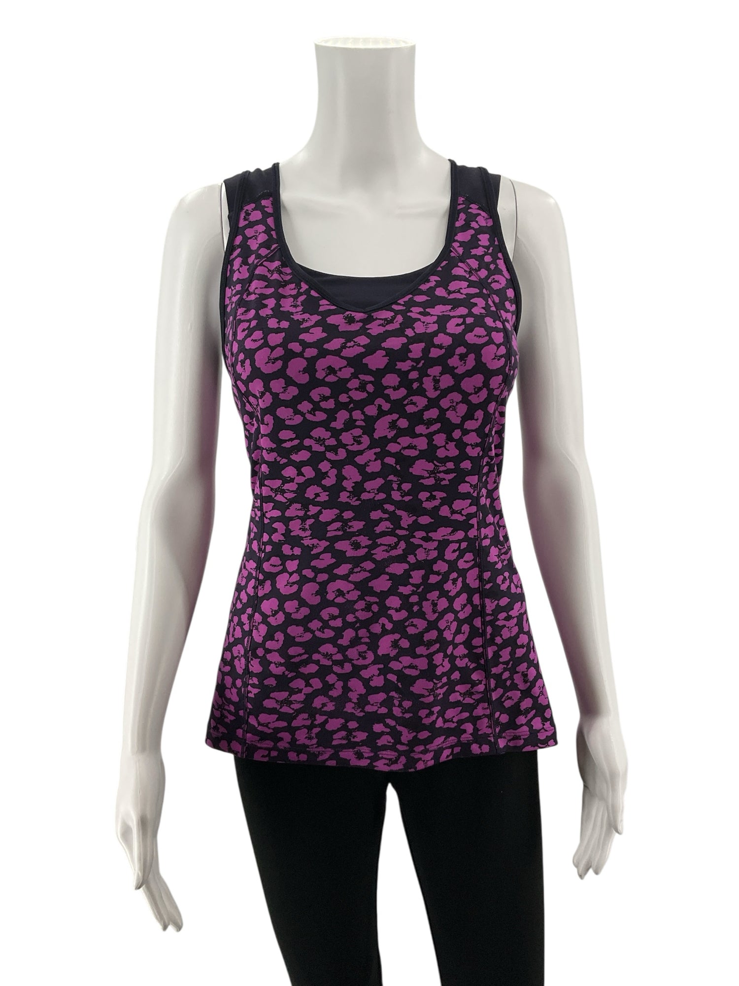 Lululemon All Sport Bra Tank Animal Swirl Print Black Fuchsia Size 6