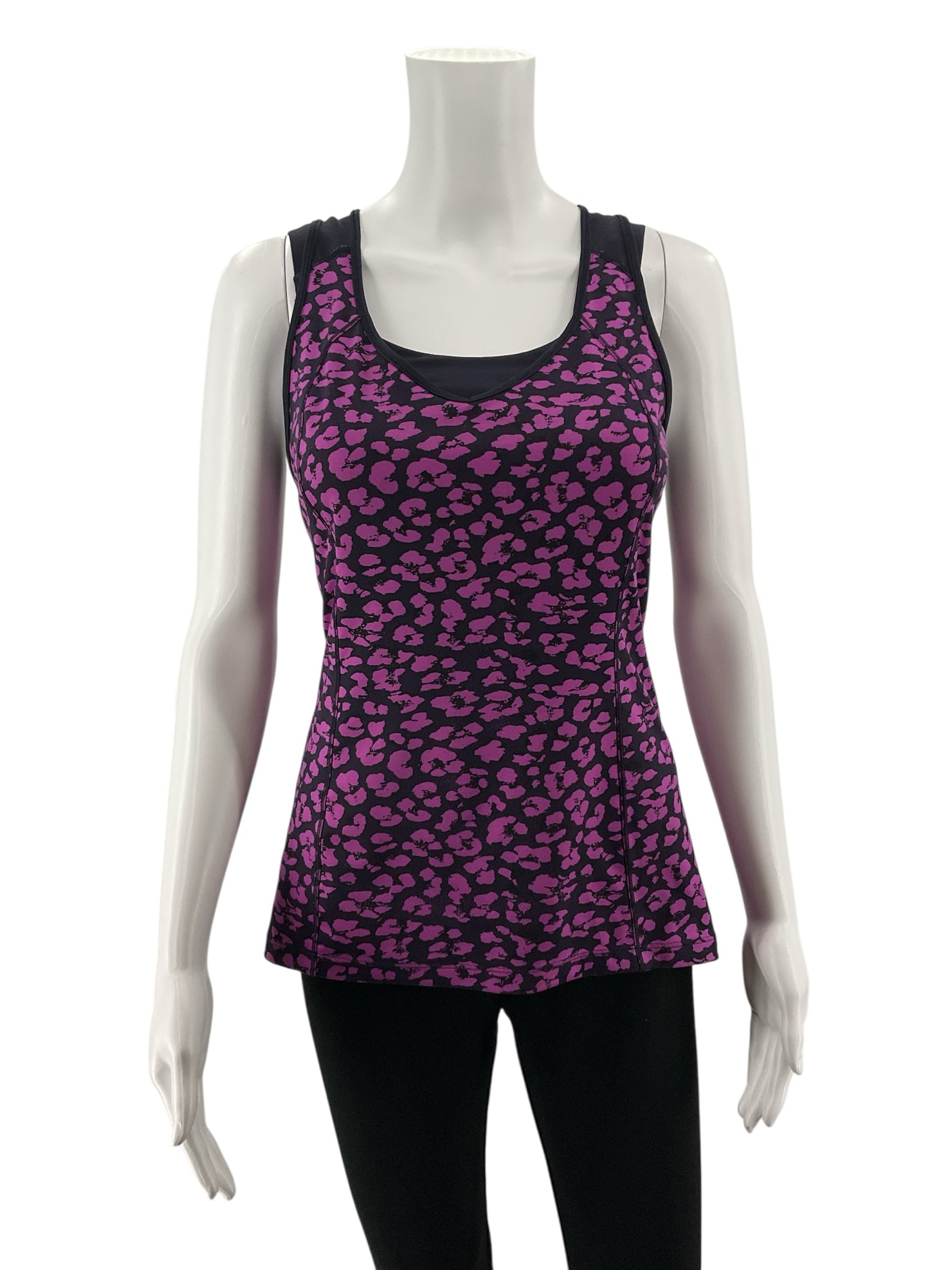 Lululemon All Sport Bra Tank Animal Swirl Print Black Fuchsia Size 6