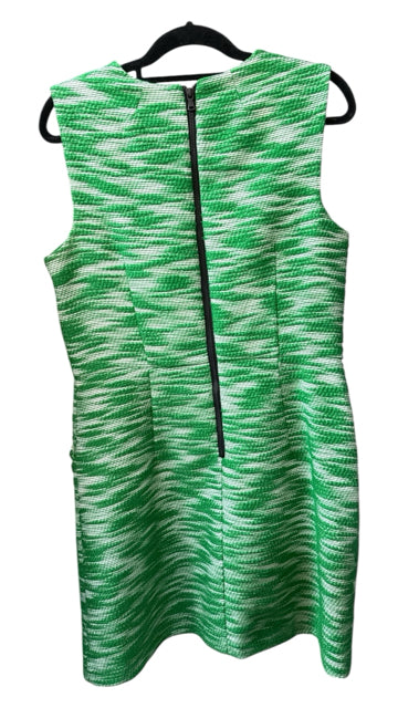 Milly Textured Bouclé Knit Sheath Dress Green White Size 14 Made in USA