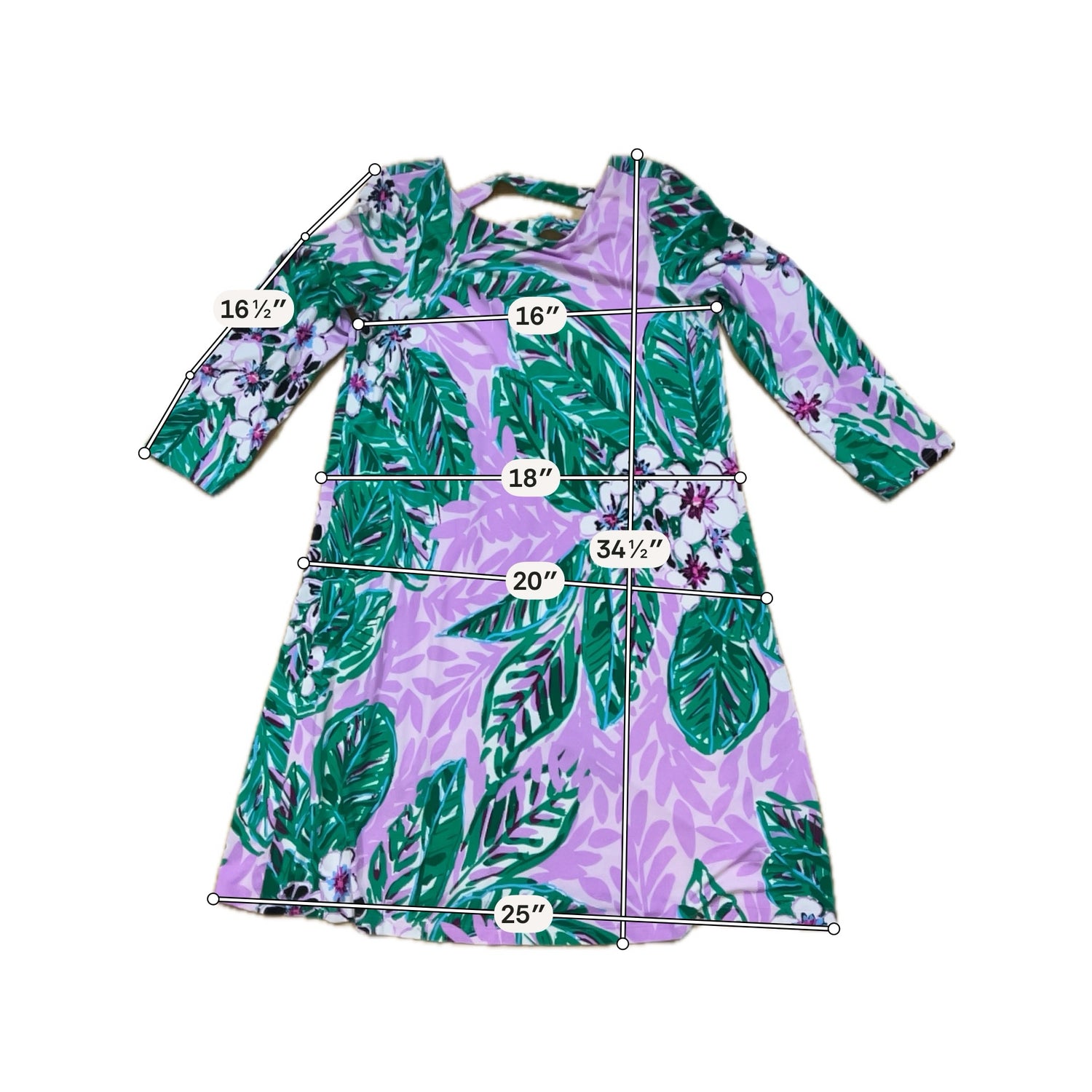 Lilly Pulitzer Lela Dress Tiki Palm Swing Dress Purple Green Size Small
