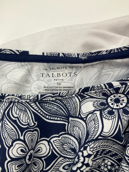Talbots Navy/White Floral Pre-Owned Ladies Casual Top -  Size Small Petite
