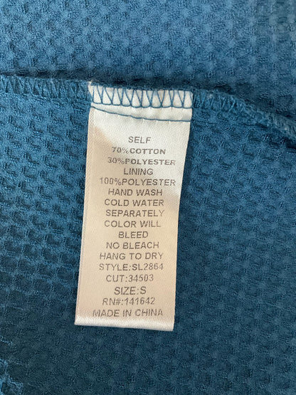 She + Sky Teal Ruffle Back Waffle Knit Mini Dress Size Small
