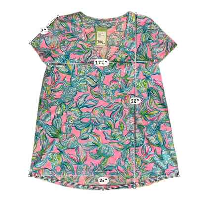Lilly Pulitzer Etta V-Neck T-Shirt Top Multi It Was All A Dream Floral Size Large