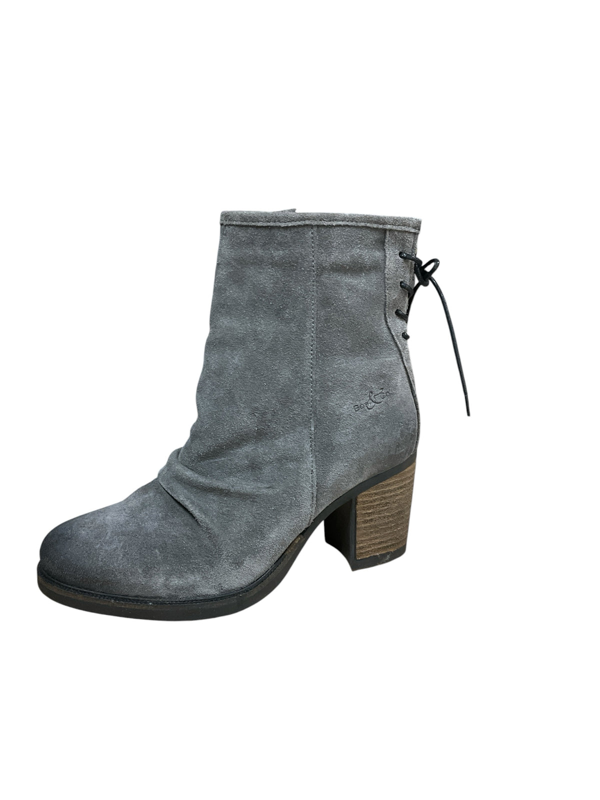 b.o.c (Born Concepts) Cybele Gray Suede Lace-Up Back Block Heel Ankle Booties