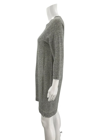 Gray heathered J.Crew pre-owned ladies dress in size XS, featuring a classic design and elegant silhouette.