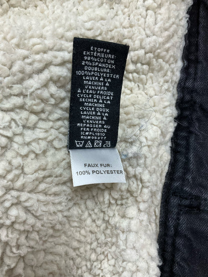 Sanctuary Hero Sherpa Lined Denim Trucker Jacket Washed Black Size Medium