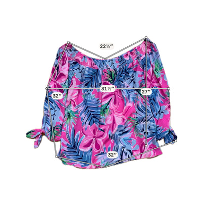 Lilly Pulitzer Nevie Off The Shoulder Top Macaw Blue Big Flirt Size Large