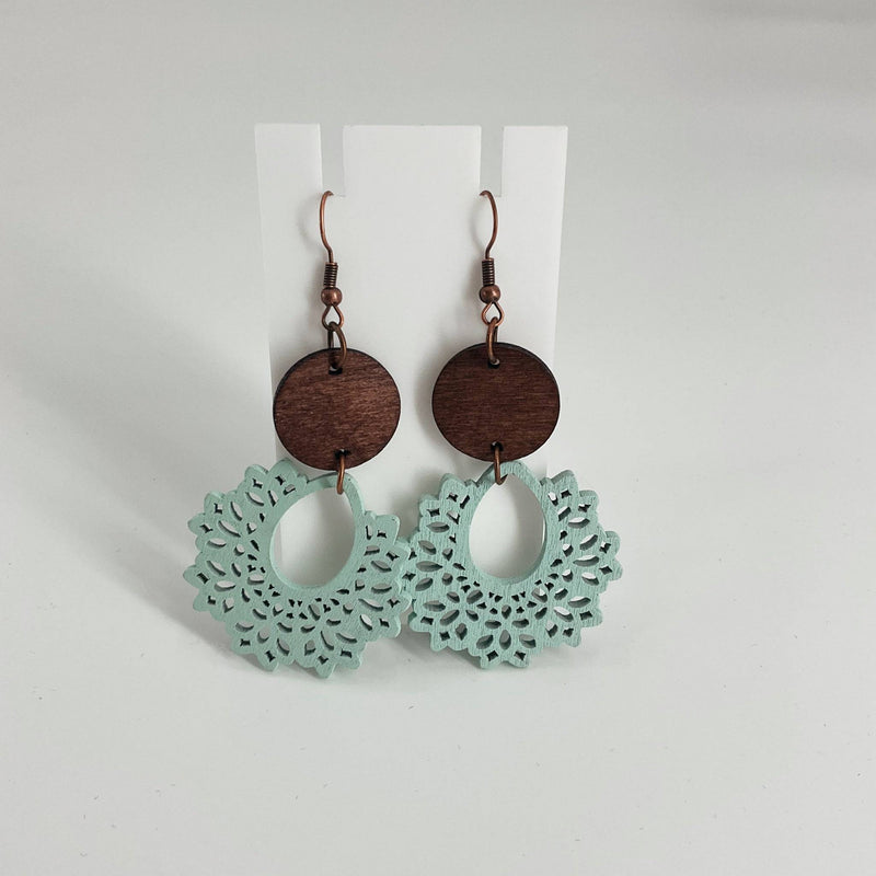 Aqua & Brown Shape Dangle Earrings - Margaret’s Fine Consignment