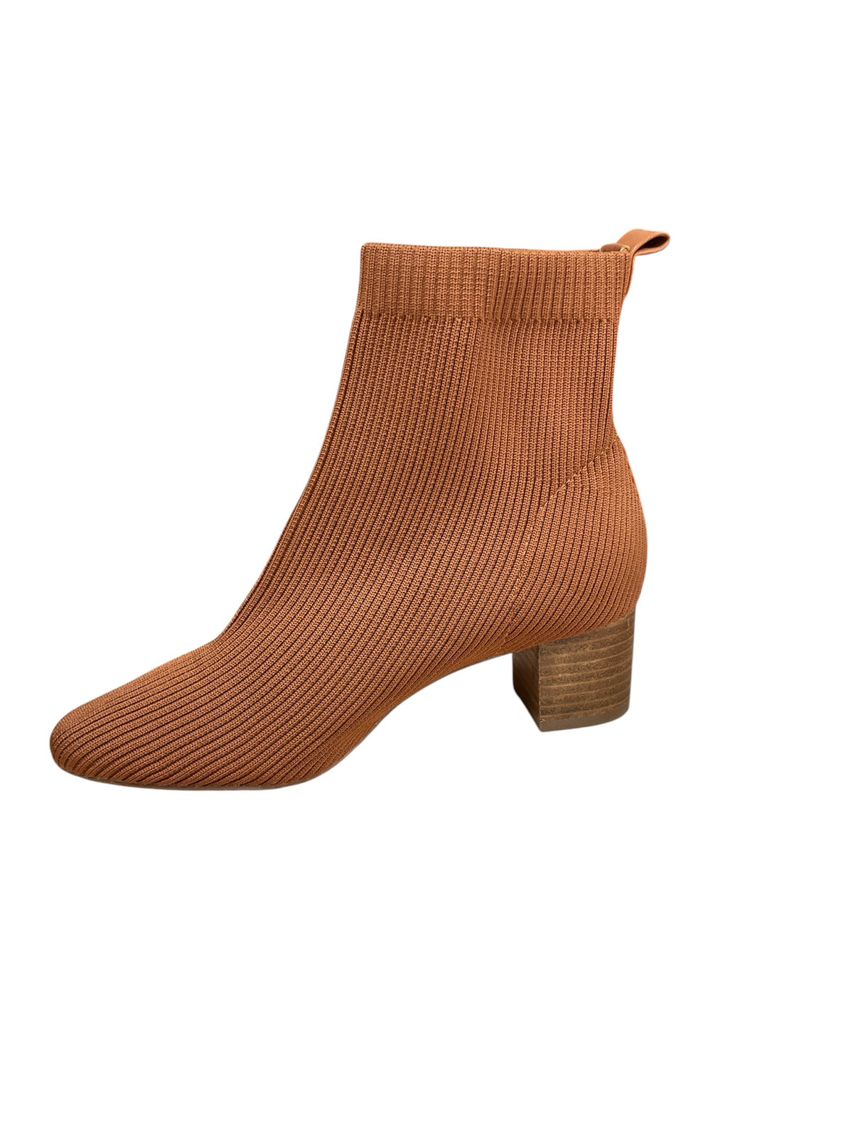 Joie Neely Ribbed Sock Ankle Boots Booties Rust Block Heel Size 7.5