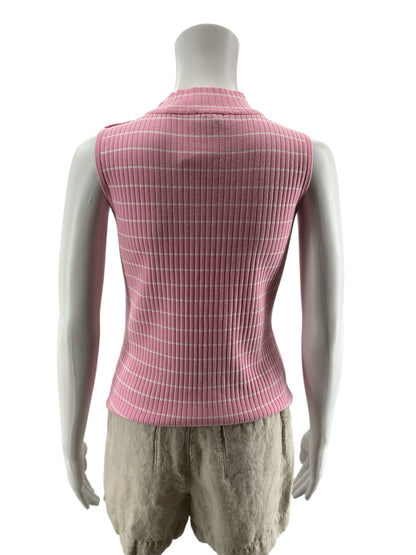 Talbots Striped Mock Neck Button Shoulder Sweater Tank Top | Size Small Petite