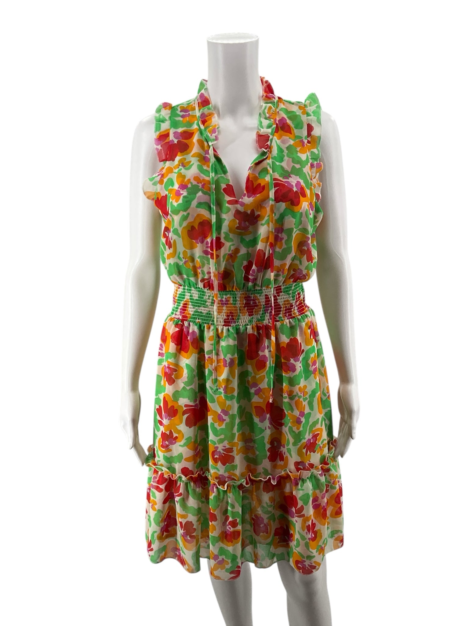 Cabi Red, Yellow &amp; Green Floral Sleeveless Dress – Women’s Size Small - ONLINE ONLY