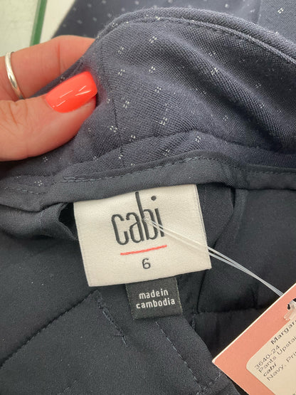 cabi Margaret Trouser Navy Metallic Dot Ankle Pants Size 6 Style 5679