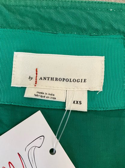 By Anthropologie Emerald Green Cotton Babydoll Tunic Dress Size XXS