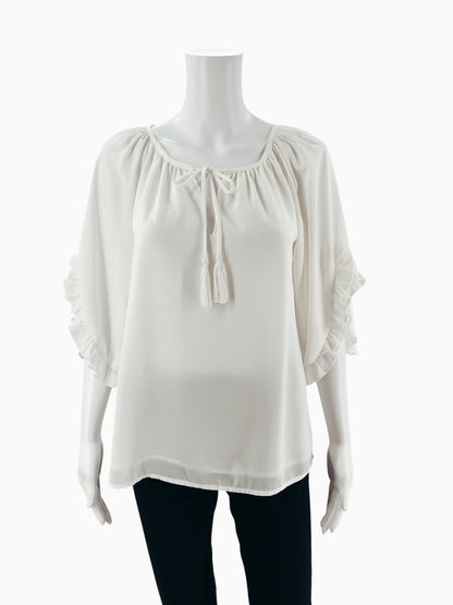 Jade Cream Tie-Front Bohemian Blouse - Size Small- ONLINE ONLY