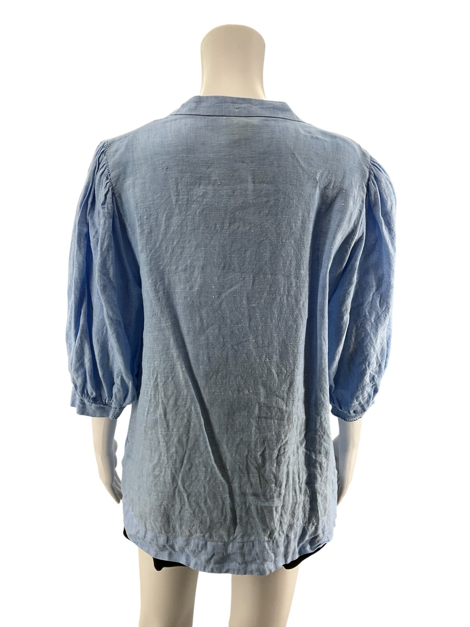 Lilly Pulitzer Tisbury Linen Popover Top Blue Grotto Size 14