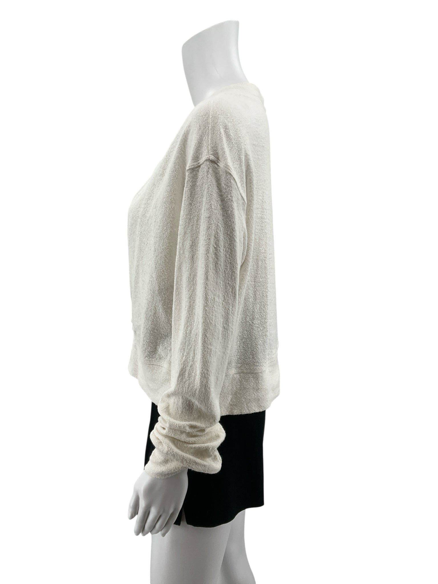 Monrow Crepe Surplice Long Sleeve Top White Dolman Sleeve USA Made Size Small