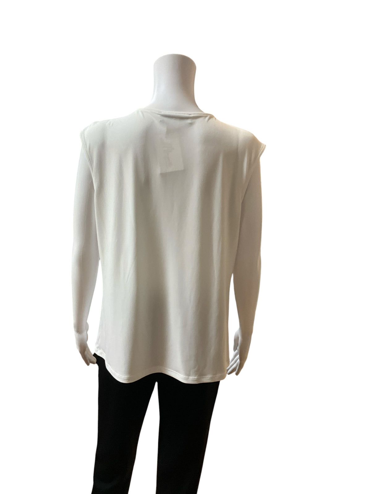 Kasper Pleated Metal Bar Cap Sleeve Blouse Top Ivory Cream Size Medium - ONLINE ONLY