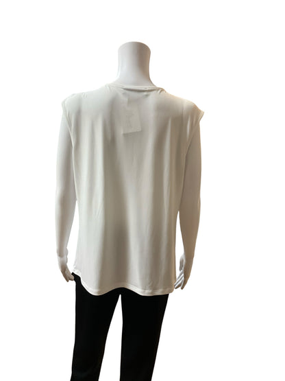 Kasper Pleated Metal Bar Cap Sleeve Blouse Top Ivory Cream Size Medium - ONLINE ONLY