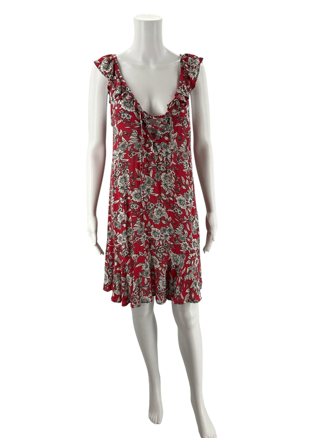 Pink and white floral ladies dress by American Eagle, pre-owned, size small, featuring a feminine design and soft fabric.