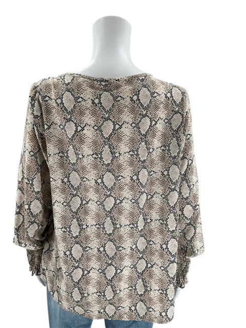 Oddy Navy/Tan/Cream Snake Print Top Size Medium - rear view