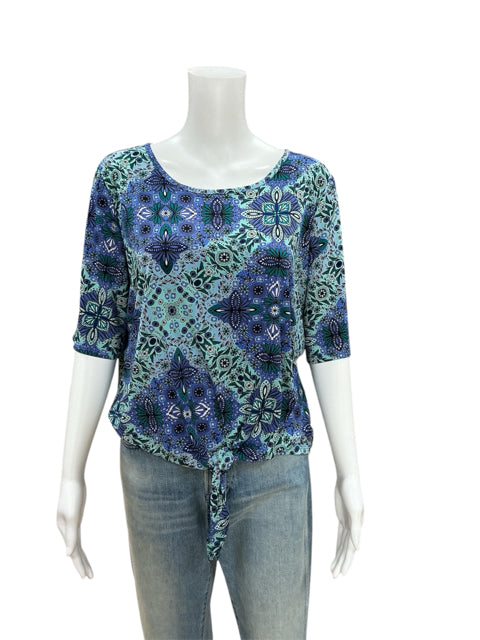 East 5th Blue/Green Floral Top Size Large