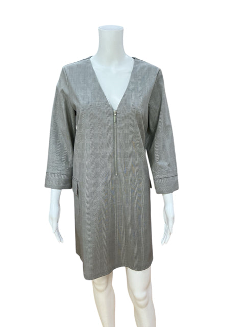 Zara Plaid V-Neck Zipper Tunic Dress Size Medium NWT