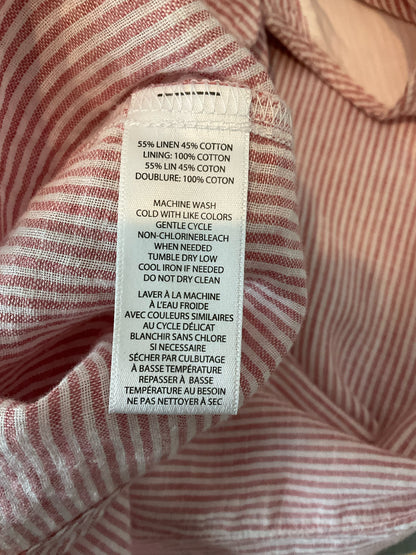 beachlunchlounge Linen Blend Striped Shift Dress Pink White Size XS