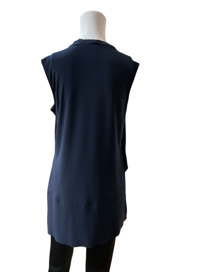 Joseph Ribkoff Navy Blue Surplice Draped Sleeveless Tunic Top Size 6 - ONLINE ONLY